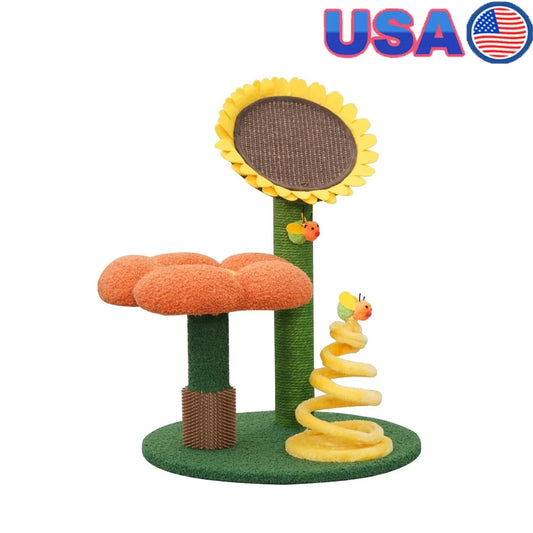CN Fujian Flower Cat Tree With Sunflower Sisal Scratching Post