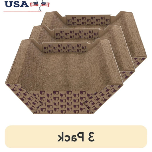 Fujian Cat Scratcher Lounge 3 Pack Catnip Infused Corrugate Chaise